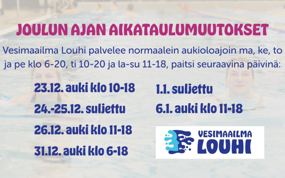 Joulun ajan aikataulumuutokset