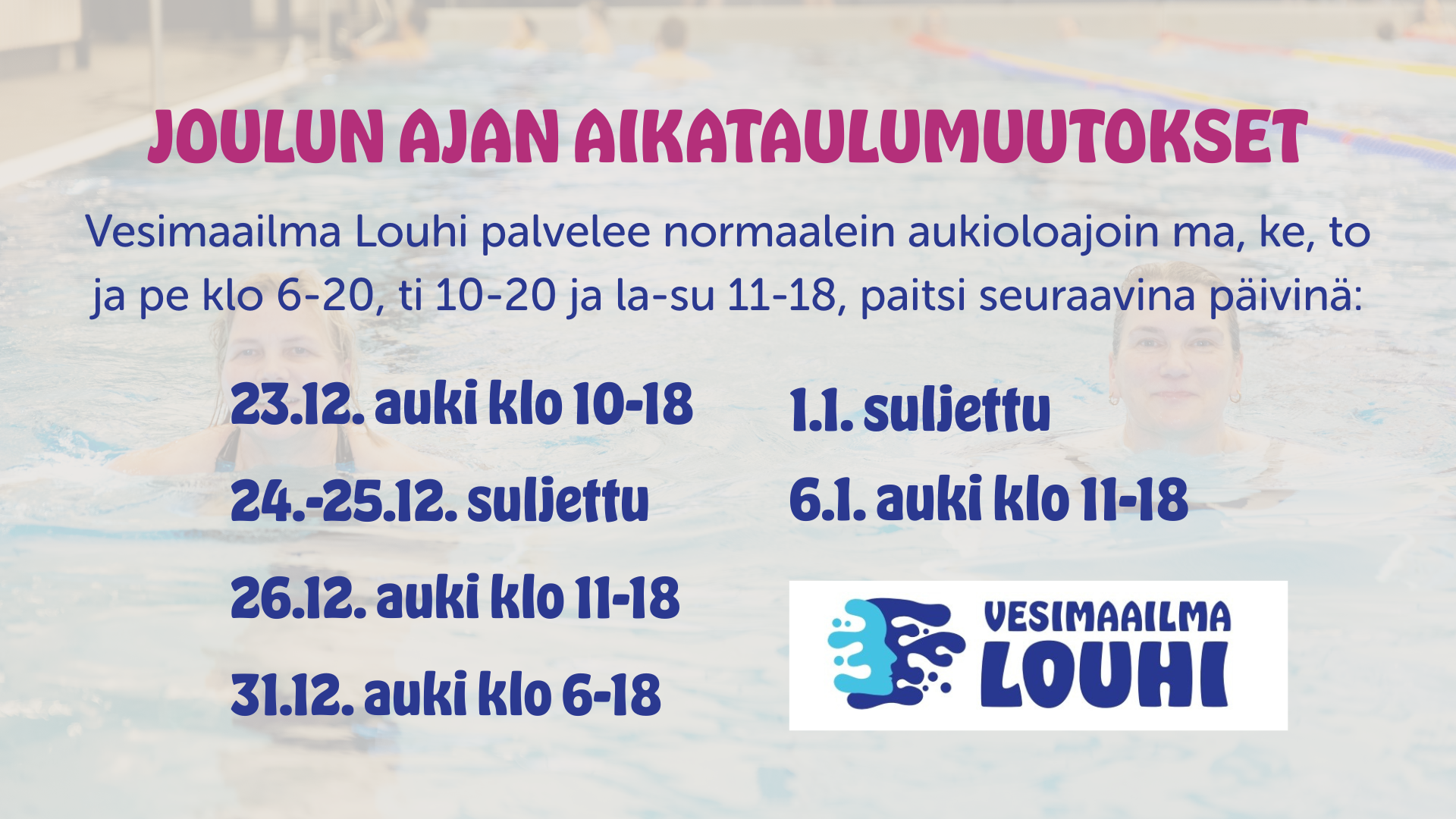 JOULUN AJAN AIKATAULUMUUTOKSET